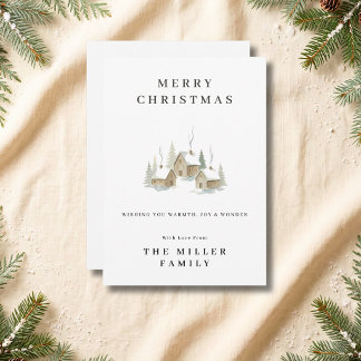 Cartes Pour Fêtes Annuelles Maison Élégante Aquarelle Noël enneigée Joyeux Noë