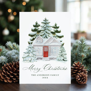 Cartes Pour Fêtes Annuelles Maison Élégante de Noël Hivernale Non-Photo
