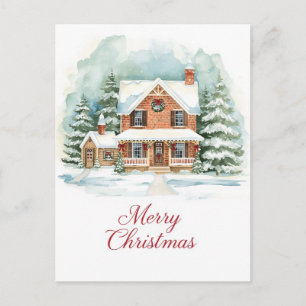 Cartes Pour Fêtes Annuelles Maison en brique classique dans un cadre de Noël e