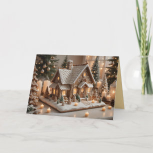 Cartes Pour Fêtes Annuelles Maison en pain d'épices joliment décorée 