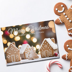 Cartes Pour Fêtes Annuelles Maison en pain d'épices Joyeux Noël Immobilier