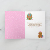 Cartes Pour Fêtes Annuelles Maison en pain d'épices rose vif Joyeux Noël (Intérieur)
