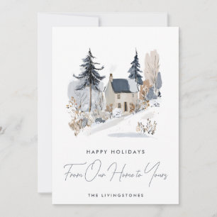 Cartes Pour Fêtes Annuelles Maison enneigée Navy De notre maison à la vôtre