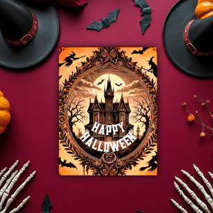 Cartes Pour Fêtes Annuelles Maison gothique victorienne hantée Happy Halloween