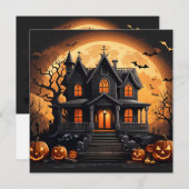 Cartes Pour Fêtes Annuelles Maison hantée (Devant / Derrière)