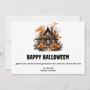 Cartes Pour Fêtes Annuelles Maison hantée avec Halloween Citrouille