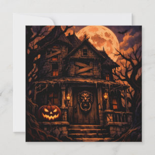 Cartes Pour Fêtes Annuelles Maison hantée de Halloween effrayante avec pleine