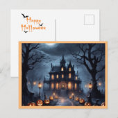 Cartes Pour Fêtes Annuelles Maison hantée d'Halloween (Devant / Derrière)
