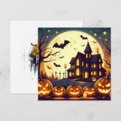 Cartes Pour Fêtes Annuelles maison hantée d'Halloween (Devant / Derrière)