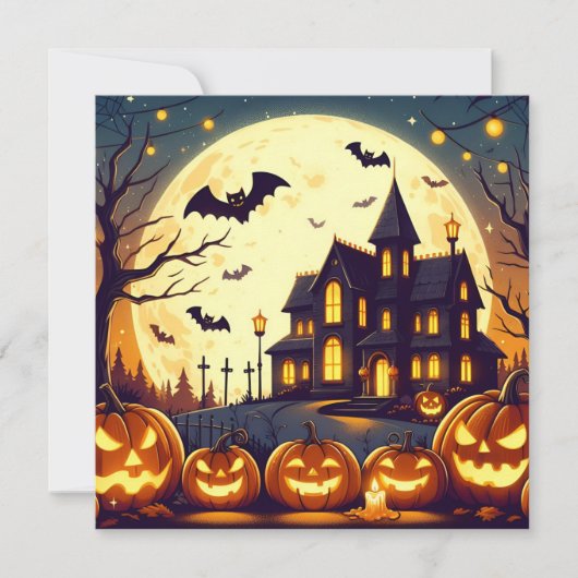 Cartes Pour Fêtes Annuelles maison hantée d'Halloween (Devant)