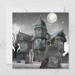 Cartes Pour Fêtes Annuelles Maison hantée du cimetière d'Halloween