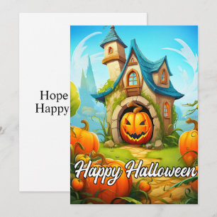 Cartes Pour Fêtes Annuelles Maison Hantée Festive   Bonne Halloween