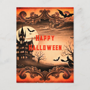 Cartes Pour Fêtes Annuelles Maison hantée Gothique Vintage Joyeux Halloween