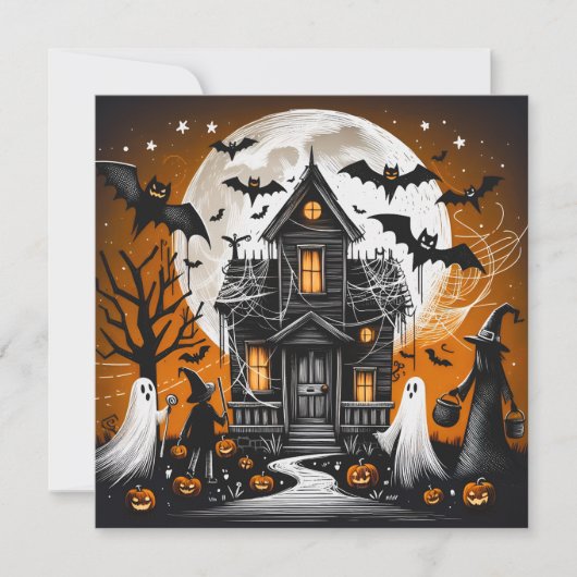 Cartes Pour Fêtes Annuelles Maison hantée Halloween (Devant)