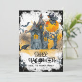 Cartes Pour Fêtes Annuelles Maison hantée Joyeux Halloween (Debout devant)
