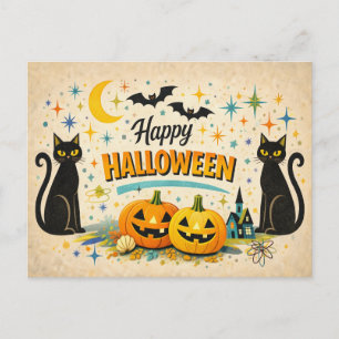 Cartes Pour Fêtes Annuelles Maison hantée rétro Halloween de l'ère atomique