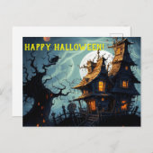 Cartes Pour Fêtes Annuelles Maison haunted (Devant / Derrière)