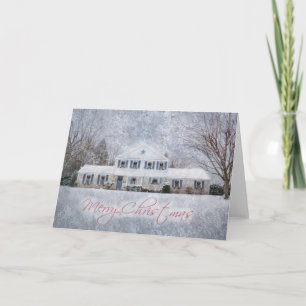 Cartes Pour Fêtes Annuelles Maison rustique ouverte de campagne enneigée primi