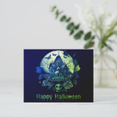 Cartes Pour Fêtes Annuelles Maison verte violette gothique Hauny Halloween heu (Debout devant)