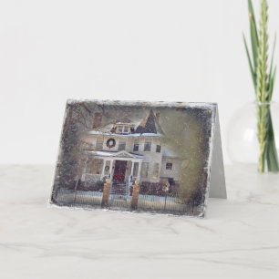 Cartes Pour Fêtes Annuelles Maison victorienne de Noël sous la neige