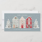 Cartes Pour Fêtes Annuelles Maisons à l'aquarelle Bleu Ardoise (Devant)