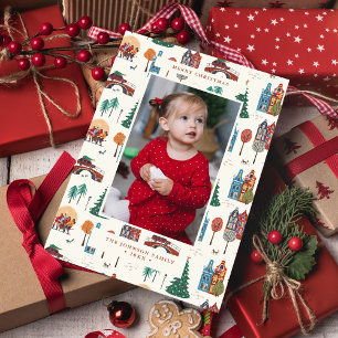 Cartes Pour Fêtes Annuelles Maisons de la ville d'Amsterdam Noël Moderne