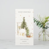 Cartes Pour Fêtes Annuelles Maisons de neige blanche Logo Salutations de Noël (Debout devant)