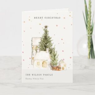Cartes Pour Fêtes Annuelles Maisons de Neige Blanche Photo voeux Noël