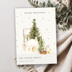 Cartes Pour Fêtes Annuelles Maisons de neige blanches Joyeux voeux de Noël