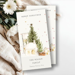 Cartes Pour Fêtes Annuelles Maisons de neige blanches Joyeux voeux de Noël