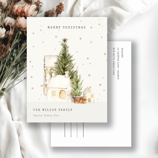 Cartes Pour Fêtes Annuelles Maisons de neige blanches Joyeux voeux de Noël