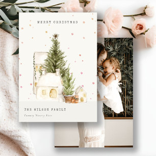 Cartes Pour Fêtes Annuelles Maisons de neige blanches Photo Vœux de Noël