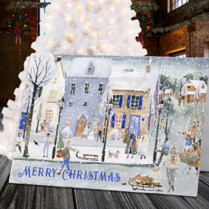 Cartes Pour Fêtes Annuelles Maisons de village nordique enneigé Noël hiver cha