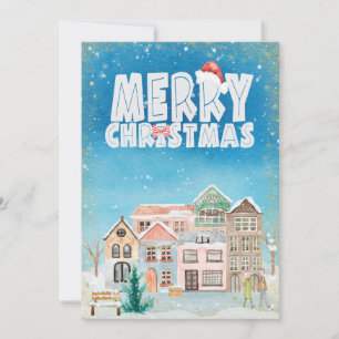 Cartes Pour Fêtes Annuelles Maisons d'hiver magiques Village de neige Joyeux N