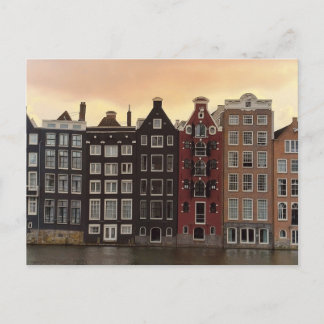 Cartes Pour Fêtes Annuelles Maisons du canal d'Amsterdam au coucher du soleil