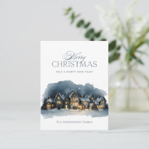 Cartes Pour Fêtes Annuelles Maisons enneigées charmantes la nuit Joyeux Noël