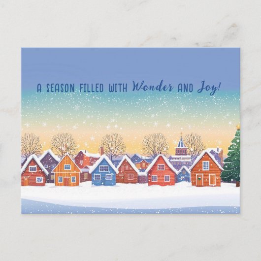 Cartes Pour Fêtes Annuelles Maisons enneigées mignonnes Paysage d'hiver Noël (Devant)
