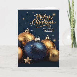 Cartes Pour Fêtes Annuelles Maître Marine Bleu et or Ornements Noël