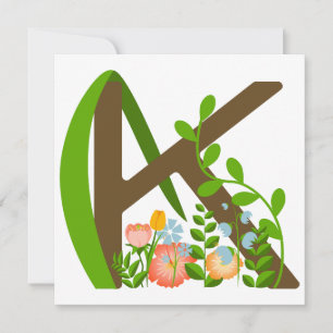 Cartes Pour Fêtes Annuelles Majuscule K monogramme floral