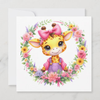 Cartes Pour Fêtes Annuelles MAKOM - Clipart de girafe, Fleurs de printemps