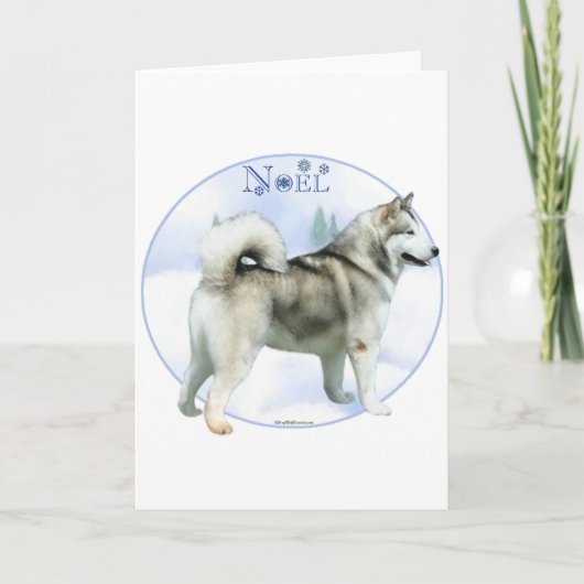 Cartes Pour Fêtes Annuelles Malamute d'Alaska Noel (Devant)