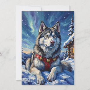 Cartes Pour Fêtes Annuelles Malamute d'Alaska Pôle Nord Noël d'hiver