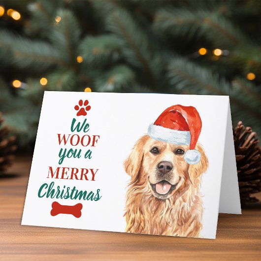 Cartes Pour Fêtes Annuelles Malheur à vous joyeux Noël mignon chien Golden Ret