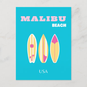 Cartes Pour Fêtes Annuelles Malibu, Plage de Malibu, Tropical, Preppy, Art de 