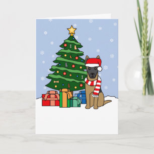 Cartes Pour Fêtes Annuelles Malinois belge et sapin de Noël