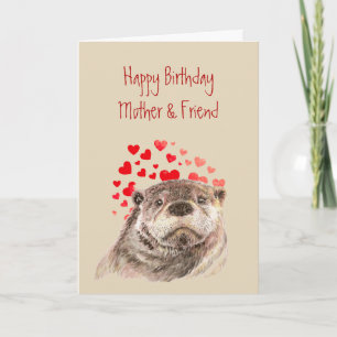 Cartes Pour Fêtes Annuelles  Maman Anniversaire Amour Coeur mignon Otter Anima
