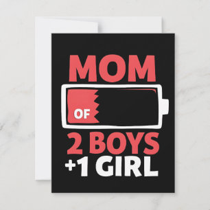 Cartes Pour Fêtes Annuelles Maman de 2 garçons 1 fille Grossesse Fête des mère