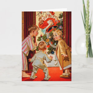 Cartes Pour Fêtes Annuelles Maman embrasse le Père Noël