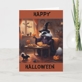 Cartes Pour Fêtes Annuelles Maman et bébé mouffette la nuit d'Halloween