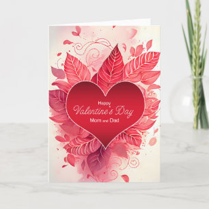 Cartes Pour Fêtes Annuelles Maman et papa Coeur et botaniques Saint Valentin